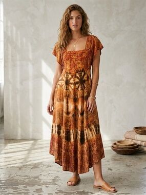 Batik Summer Sun Dress Bali Women Size Medium